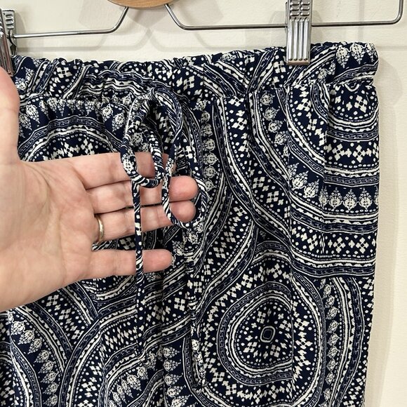 Wet Seal Blue White Medallion Jogger Pants Size S Chiffon Lightweight Flowy - Picture 6 of 10
